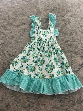 Girls' Teal Floral Ruffle Sundress